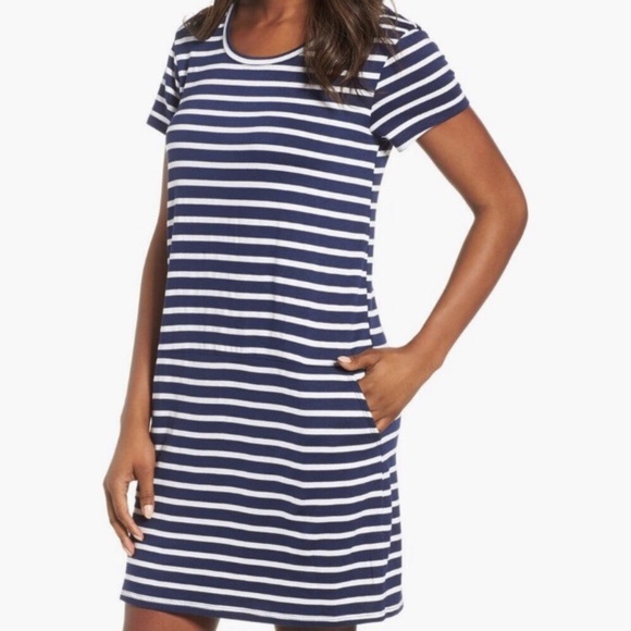 Caslon Dresses & Skirts - Caslon Navy & White Striped Midi Dress